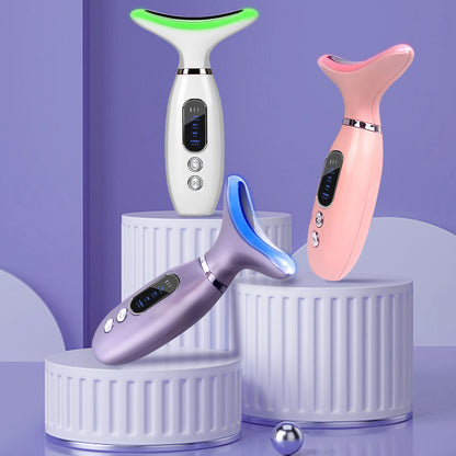Rechargeable Neck Beauty Device – Lifting, Firming, Wrinkle Reduction & Face Slimming with Vibration Massage – Available in White, Purple, Pink, Rose Gold, and Silver