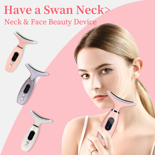 Rechargeable Neck Beauty Device – Lifting, Firming, Wrinkle Reduction & Face Slimming with Vibration Massage – Available in White, Purple, Pink, Rose Gold, and Silver